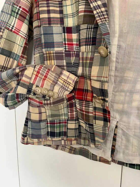 Ralph Lauren Rugby blazer patchwork vintage cotton lined size xs women - Picture 12 of 13